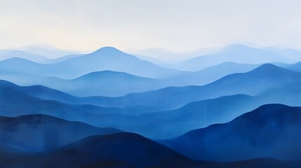 Serene Blue Mountainscape Abstract Art