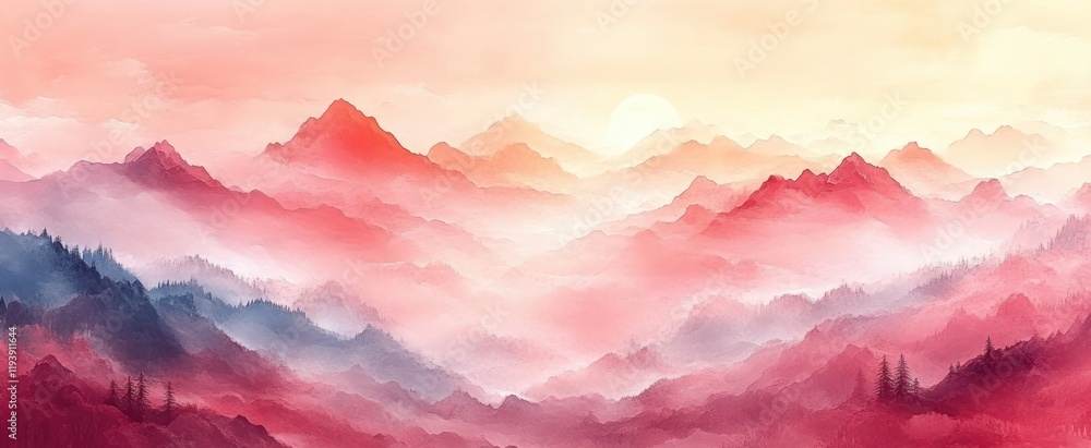 Aufkleber abstract gradient background in soft peach and deep coral warm diffused light illustration
