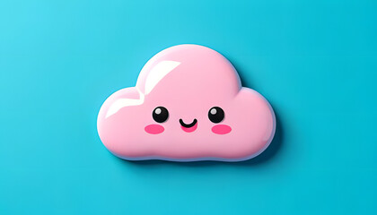 isolated pink cloud icon element on blue background, Generative AI