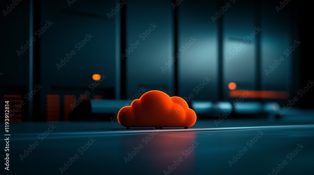 Poster futuristic cloud computing server room data center digital network