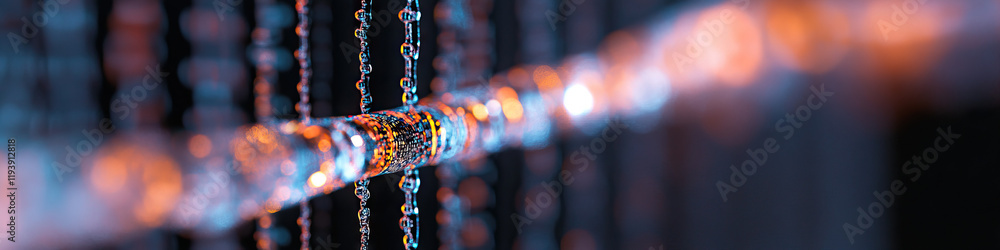 Poster illuminated cylinder with intersecting luminous bead strings