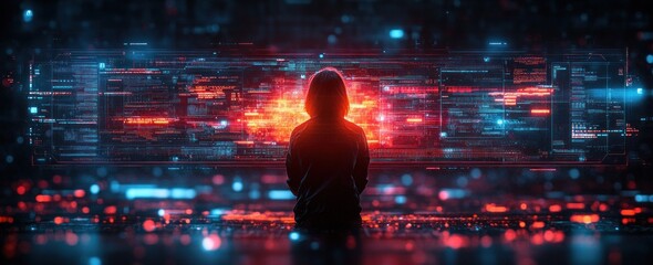 Fototapeta premium Female Engineer Interacting with Automation Robots in Smart Factory Digital Interface