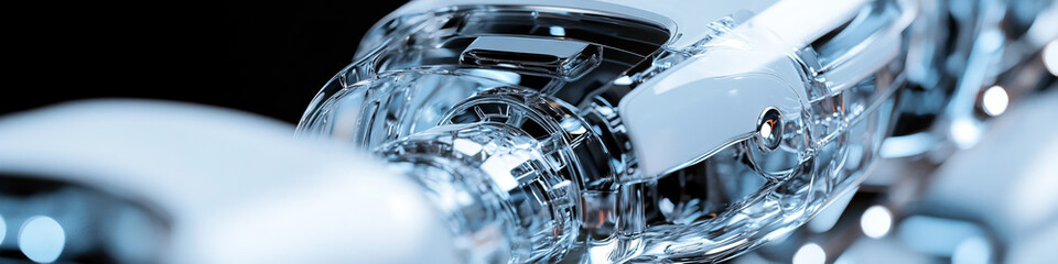 Translucent Robotic Arm Mechanism Close-Up