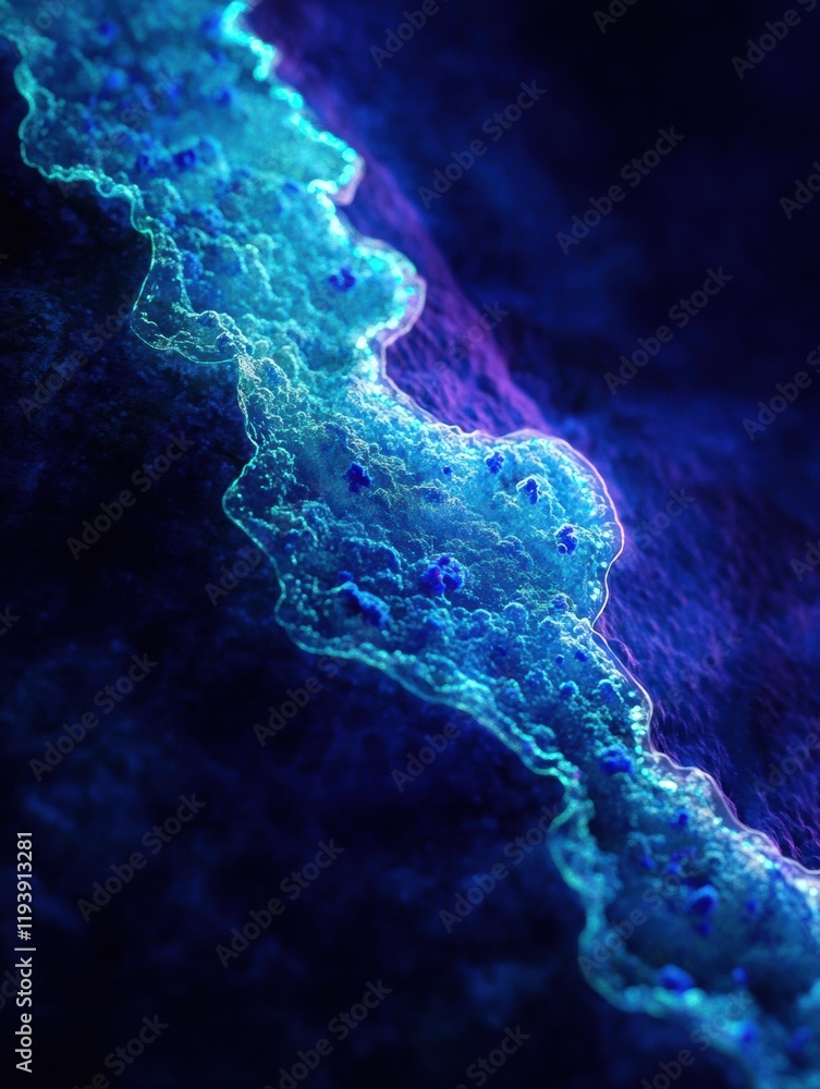 Aufkleber Glowing bacteria emit vibrant light under ultraviolet illumination at a laboratory setting. Generative AI