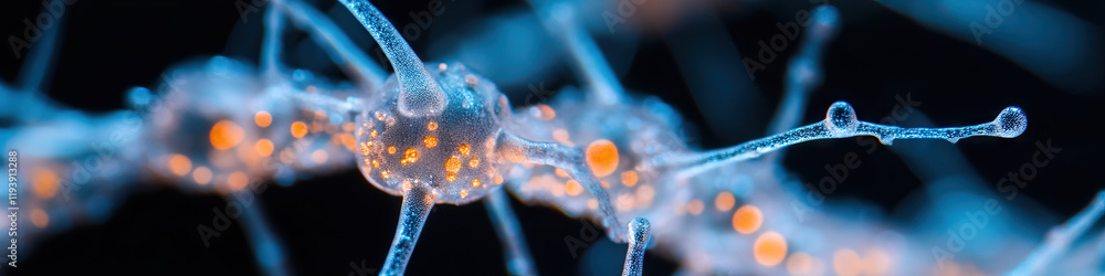 Aufkleber microscopic image of interconnected neurons with nodes