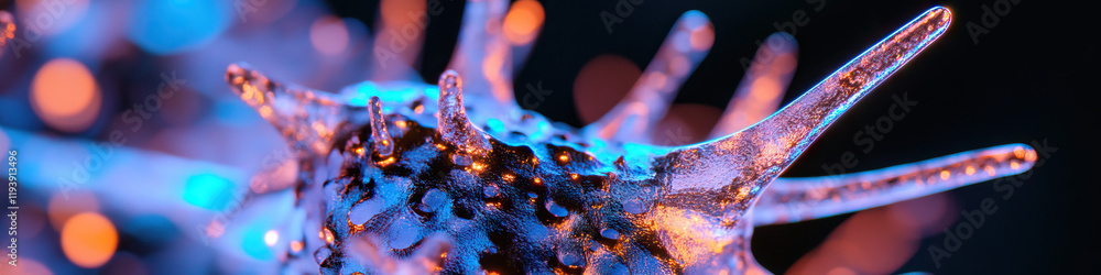 Poster digital rendering of microscopic organism with spiked structure