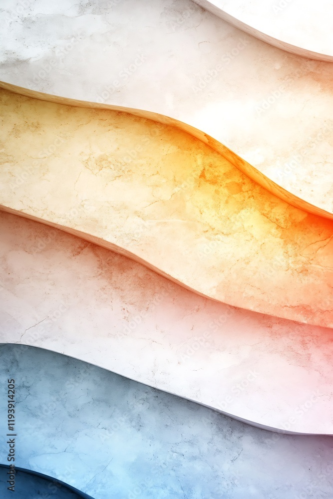 Poster Abstract Colorful Textured Wave Pattern in Warm to Cool Gradient : Generative AI