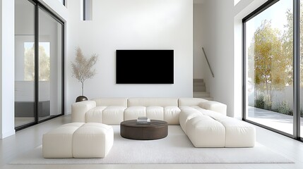 Modern White Sectional Sofa Living Room - Minimalist Design