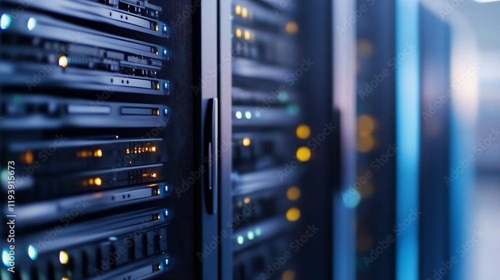 Leinwandbilder Close-Up of Advanced Server Hardware with Blurred Background in Technology Environment : Generative AI