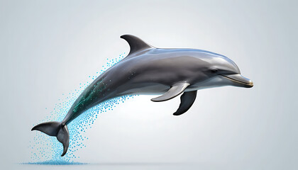 Dolphin side view, isolated background. Generative Ai