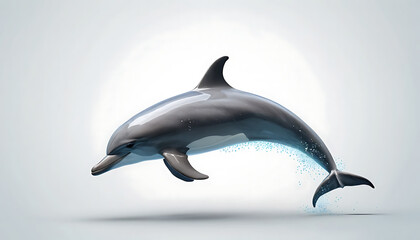 Dolphin side view, isolated background. Generative Ai