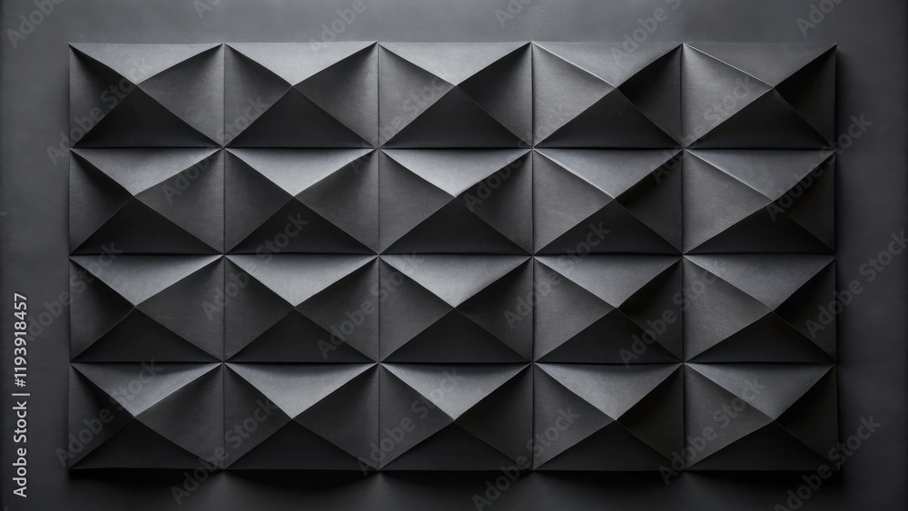 Poster abstract dark gray geometric paper texture folded triangles forming a repeating pattern