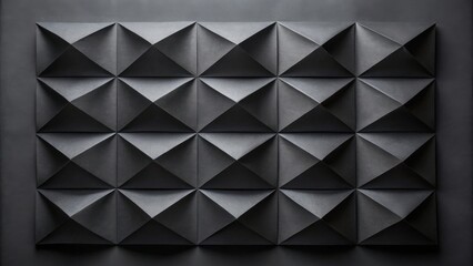 Obraz premium Abstract Dark Gray Geometric Paper Texture Folded Triangles Forming a Repeating Pattern