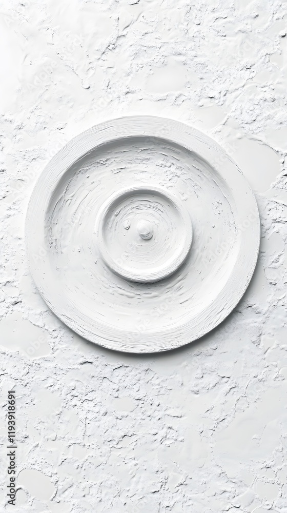 Poster white concentric relief element on textured background