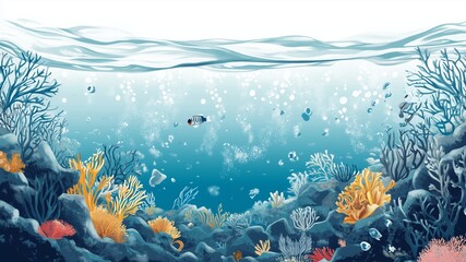 Fragile Ecosystems. Illustration of Ocean Acidification Impacting Marine Life Below the Surface