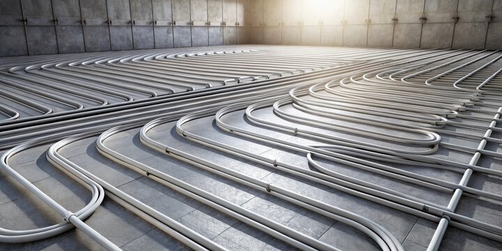 Radiant floor heating system installation  a network of interconnected pipes for efficient and comfortable home climate control