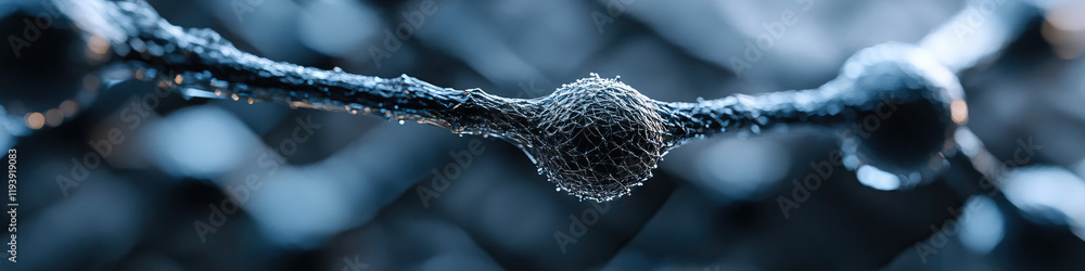 Poster microscopic image of branched network with spherical nodes