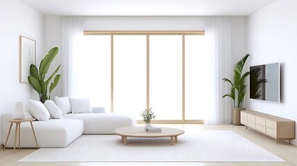 Fototapeta premium Minimalist Living Room Interior Design - Minimalism