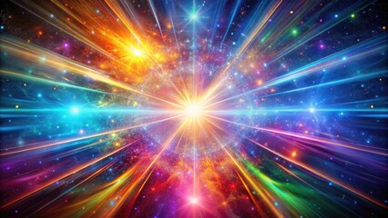 Naklejka premium Radiant Cosmic Burst A Symphony of Light and Color in the Stellar Expanse