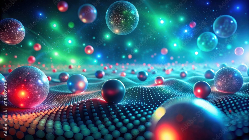 Poster abstract representation of quantum physics and subatomic particles