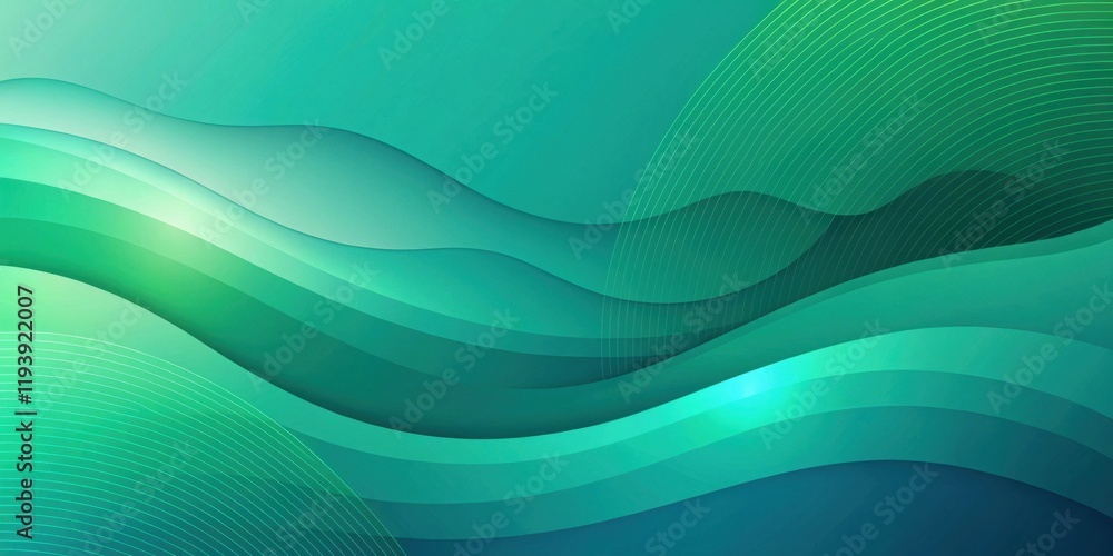 Poster Abstract Teal and Green Wavy Lines Background Design