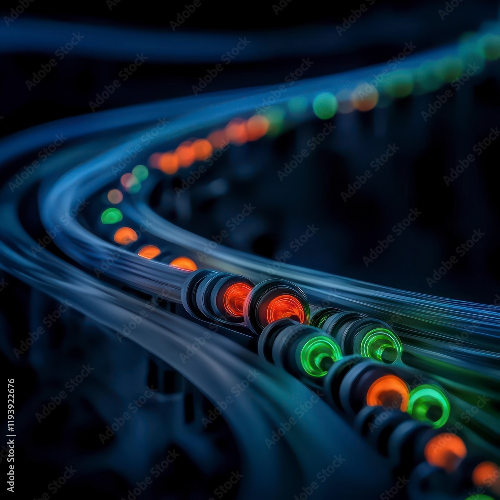 Aufkleber abstract fiber optic cables high speed data network technology internet connection g