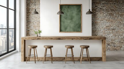 Rustic Bar Counter Mockup, City View - Rustic/Farmhouse style
