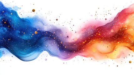 Vibrant Flowing Waves of Color with Glittering Stars Illustrating the Beauty of the Universe in Abstract Artistic Style