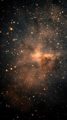 Naklejka premium Celestial Nebula Golden Dust Cosmic Stars Night Sky Background
