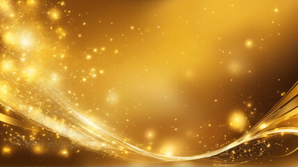 Obraz premium Golden Gradient Background with Sparkling Particles and Elegant Shimmering Lines