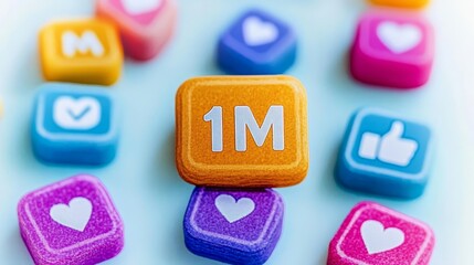 1 Million Subscriber Celebration Vibrant Social Media Icon Background with Focus on Milestone