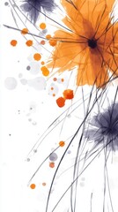 Abstract Orange   Gray Watercolor Flowers  Artistic Floral Design  Modern Art Print