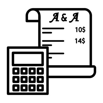 calculator and receipt accounting black and white clip art preview