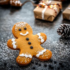 Delicious Gingerbread Man Cookie  Christmas Treat  Festive Baking