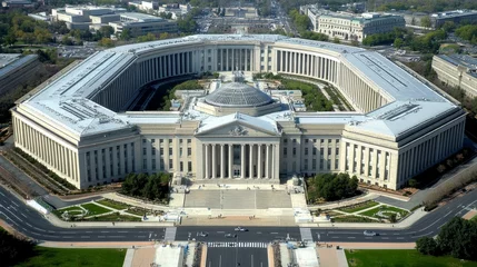 Tableaux sur Plexiglas Aerial View, Pentagon Building, U.S. Department of Defense Headquarters, Arlington, Virginia.