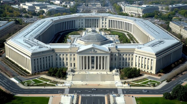 Fototapeta Aerial View, Pentagon Building, U.S. Department of Defense Headquarters, Arlington, Virginia.