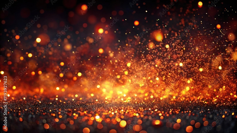 Poster abstract background of glowing embers and sparkling dust