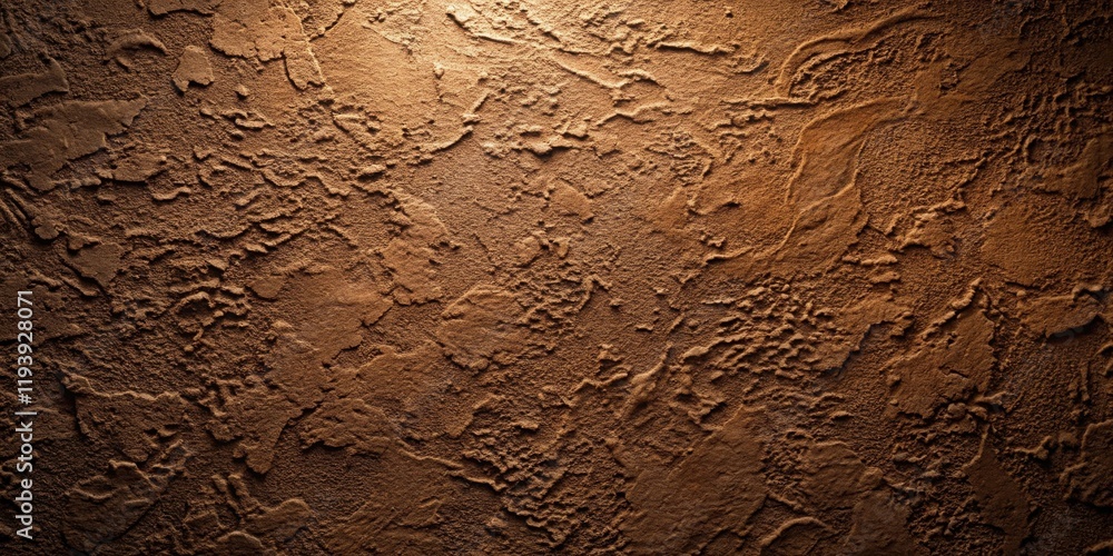 Poster illuminated textured brown surface with deep shadows and irregular patterns