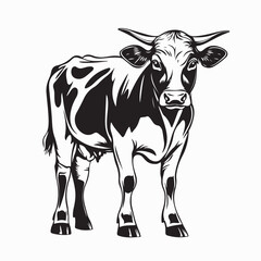 Cow Vector Images. Black and white Cow Image isolated on white background.