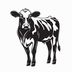 Cow Vector Images. Black and white Cow Image isolated on white background.