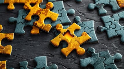 Fototapeta premium Golden Puzzle Piece: A Missing Link