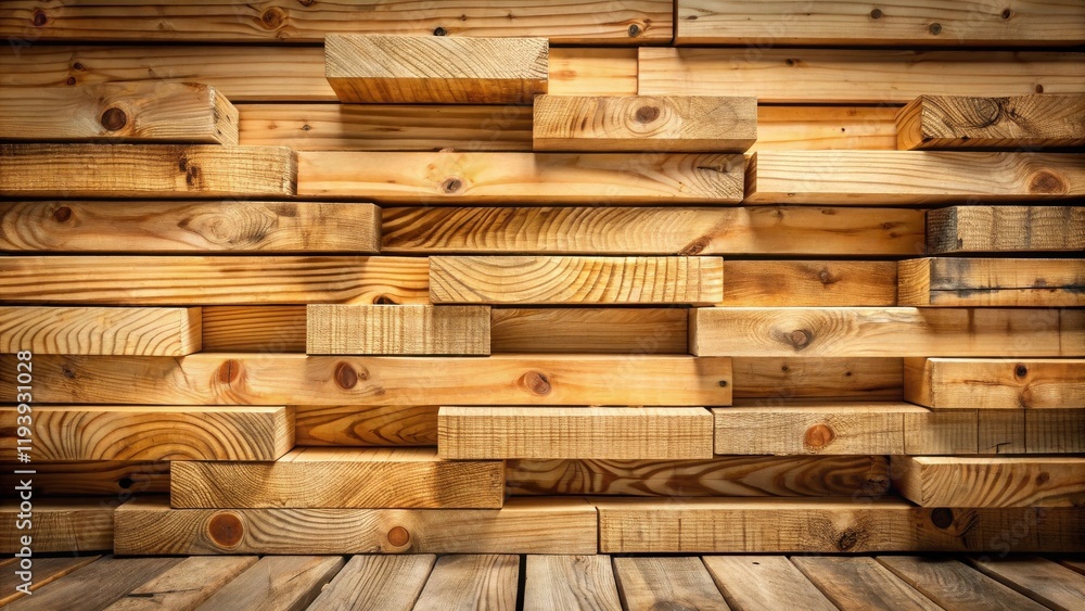 Leinwandbilder Rustic Wooden Planks Arranged in an Abstract Pattern, Creating a Textural Background with a Natural Wooden Floor