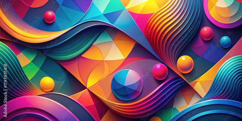 Poster abstract colorful swirls and geometric shapes background design