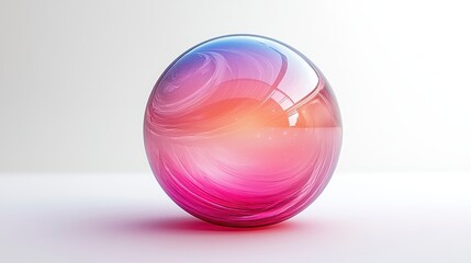 Obraz premium Pink and blue glass sphere on white background.