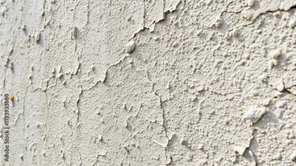 Aufkleber close-up view of a textured wall surface with visible cracks and peeling paint