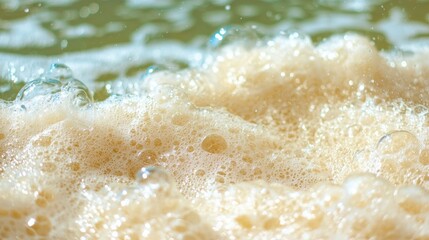 Obraz premium Soft Foam Bubbly Texture Beige Abstract Background Water Closeup