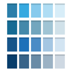 Blue color palette. Cool tone gradients. Shades of aqua. Vector illustration.