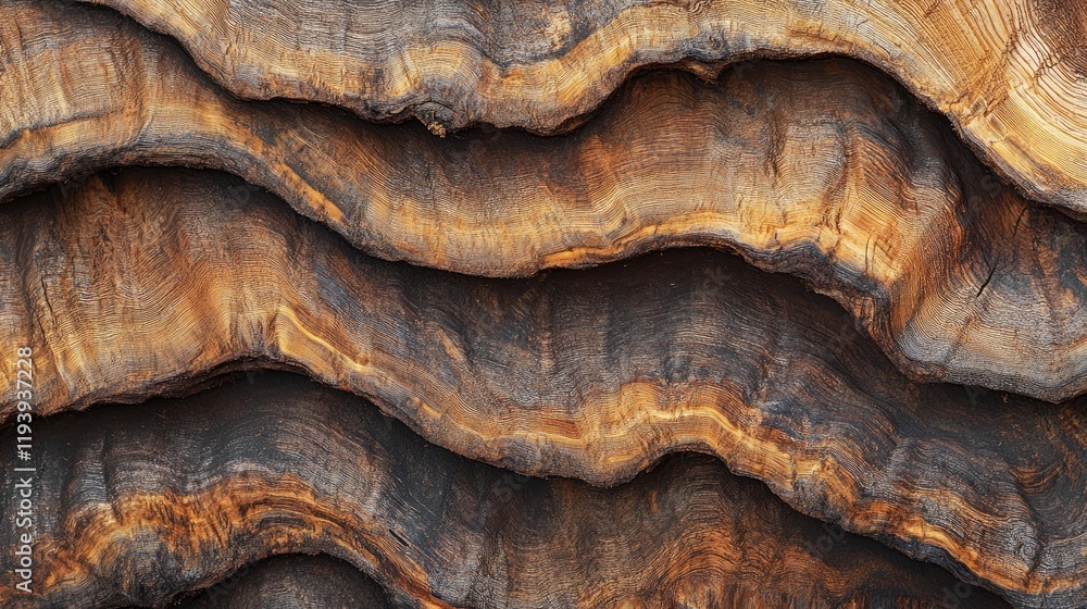 Poster A detailed shot of pine logs stacked in a pile, highlighting the unique textures and grain patterns in the wood, ideal for a lumber background.