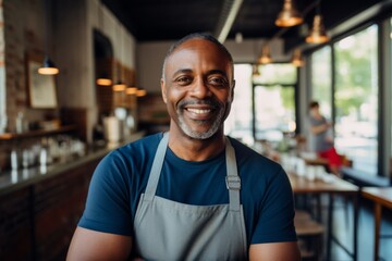 Obraz premium Smiling portrait of a middle aged male African American small business owner
