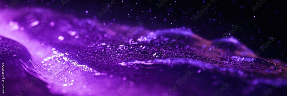 Poster glowing bacteria illuminated by uv light in dark aquatic environment at night. generative ai